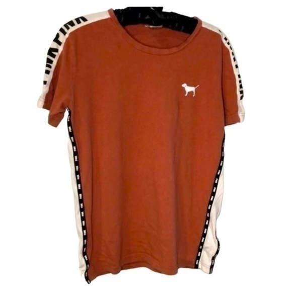 PINK by VICTORIA SECRET | PINK Logo Side Stripe Tee Shirt - Size Small - Picture 1 of 7